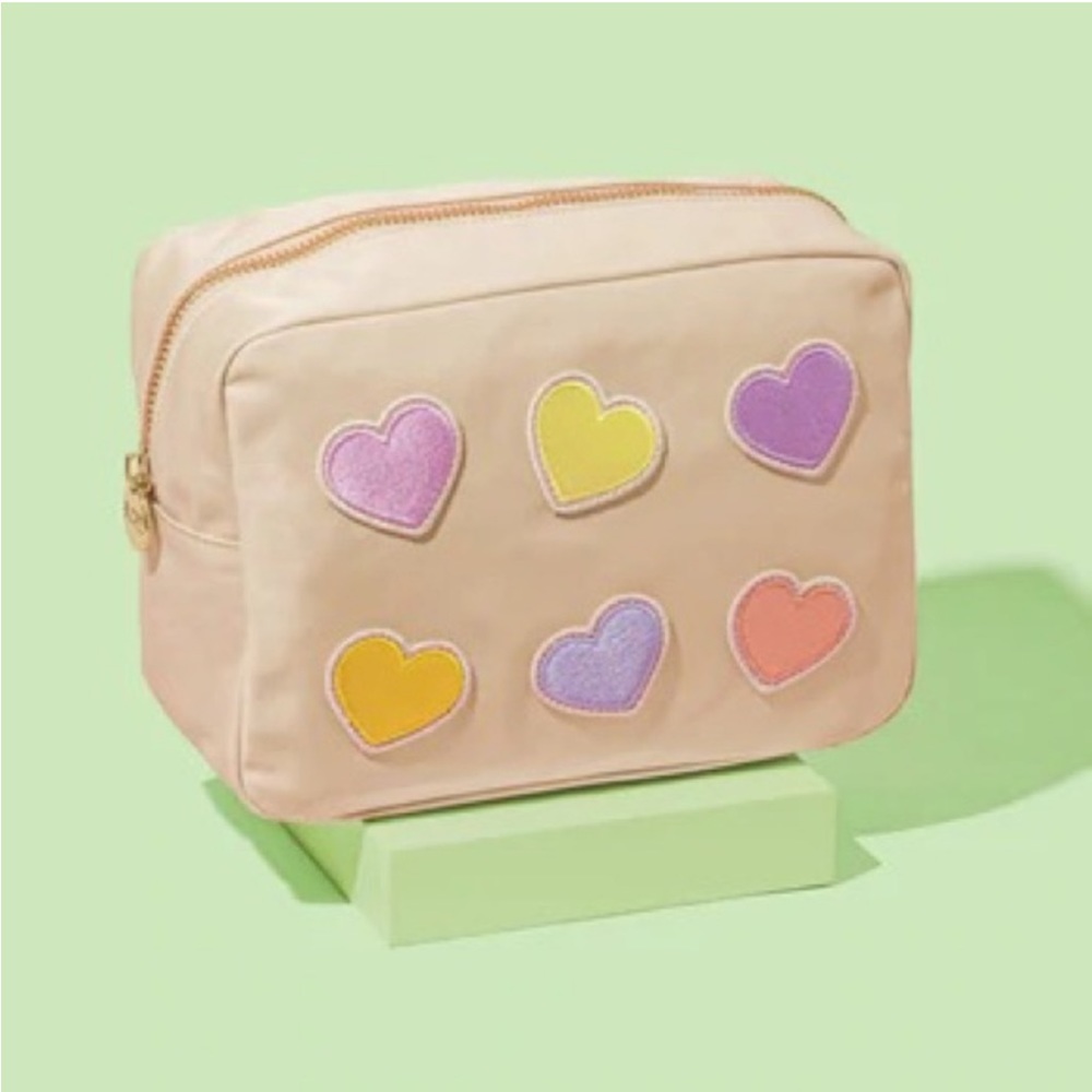 NEW Stoney Clover Lane Large Pouch Sand Hearts